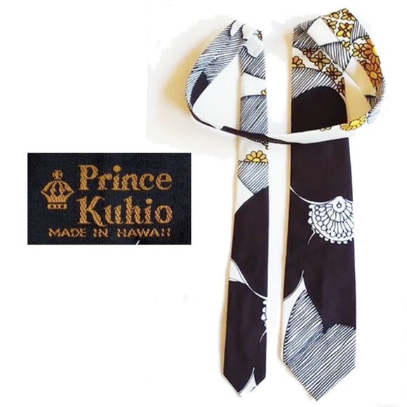 NOS Vintage 70s Prince Kuhio Tie 54" Made In Hawaii Abstract Floral Japanese Art - Picture 1 of 7